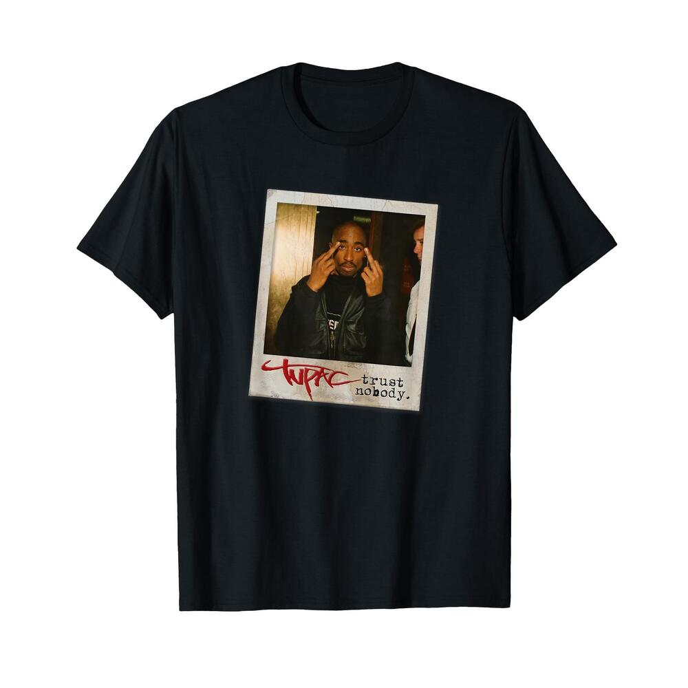 Tupac Shakur Trust Nobody Photo T-Shirt Unisex-Adult Black Small Short Sleeve